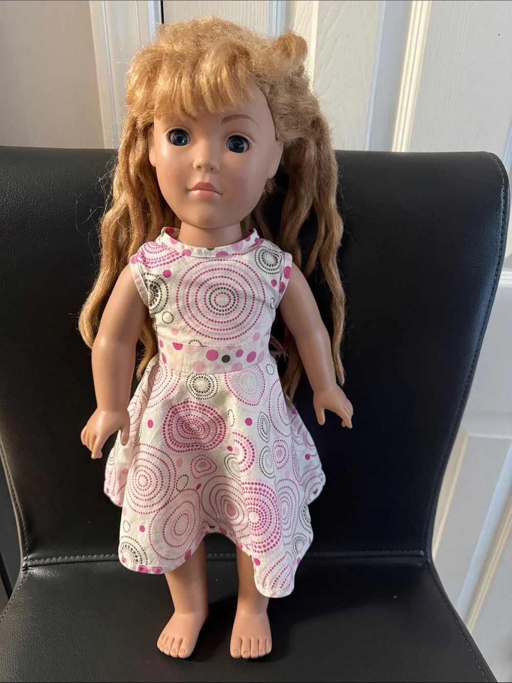 2009 Madame Alexander— Pink & White Patterned Dress for 18